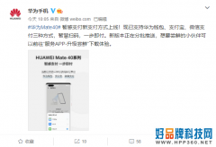 华为Mate 40系列智感微信支付正式上线：抬手即可完成支付操作