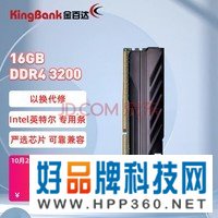 金百达（KINGBANK）16GB DDR4 3200 台式机内存条 黑爵系列 Intel专用条