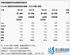 Canalys发布Q2数据，OPPO以2400万台出货量成为上半年中国市场第一