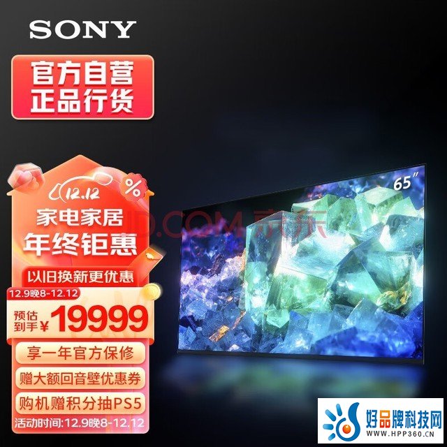 索尼（SONY）【官方直营】XR-65A95K 65英寸 量子点OLED 旗舰电视 XR认知芯片 智能摄像头 3D环绕音效 京配上门